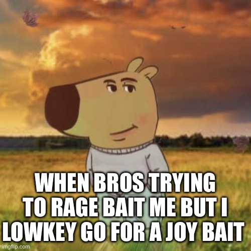 Image title | WHEN BROS TRYING TO RAGE BAIT ME BUT I LOWKEY GO FOR A JOY BAIT | image tagged in chill guy | made w/ Imgflip meme maker