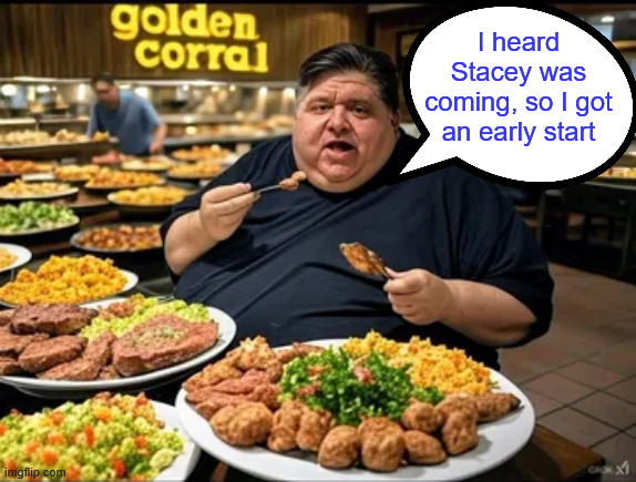 Early bird Pritzker | I heard Stacey was coming, so I got an early start | image tagged in early bird,pritzker | made w/ Imgflip meme maker