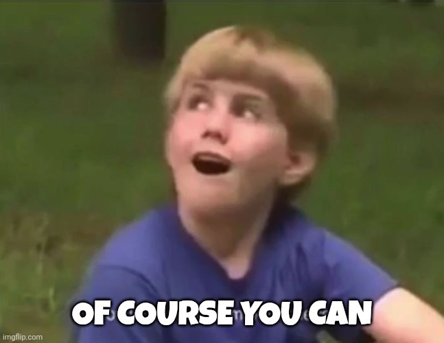 The Land of Make Believe | OF COURSE YOU CAN | image tagged in the land of make believe | made w/ Imgflip meme maker