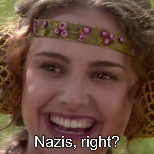 Nazis, right? | image tagged in padme smiling | made w/ Imgflip meme maker
