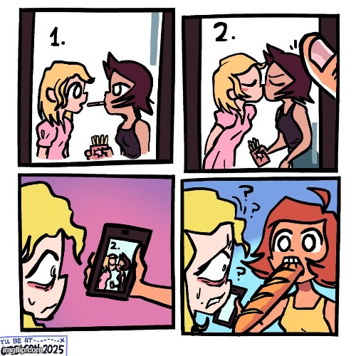 image tagged in pocky,kiss,challenge,bread,baguette,hold up | made w/ Imgflip meme maker