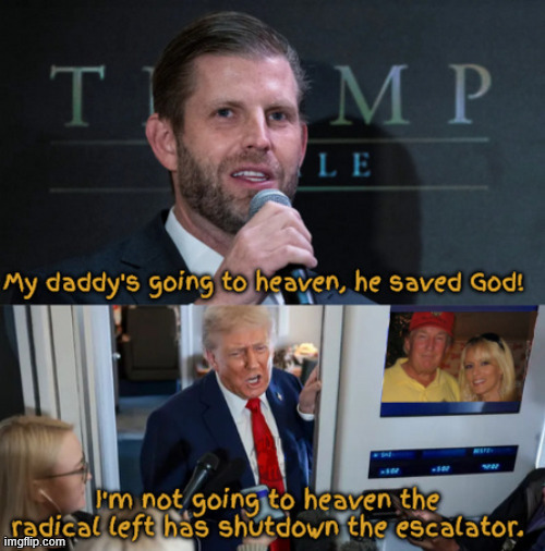 Don Jr disagrees with his daddy | image tagged in don jr disagrees with his daddy,mover over luicfer,stormy daniels,broke all 10 comandments xxxs,djt to hell,1st time trump truth | made w/ Imgflip meme maker