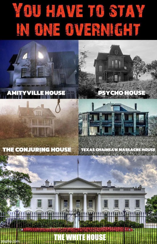 I know which one Democrats would avoid... | THE WHITE HOUSE | image tagged in scary,houses,haunted house,spooky month,political memes,white house | made w/ Imgflip meme maker