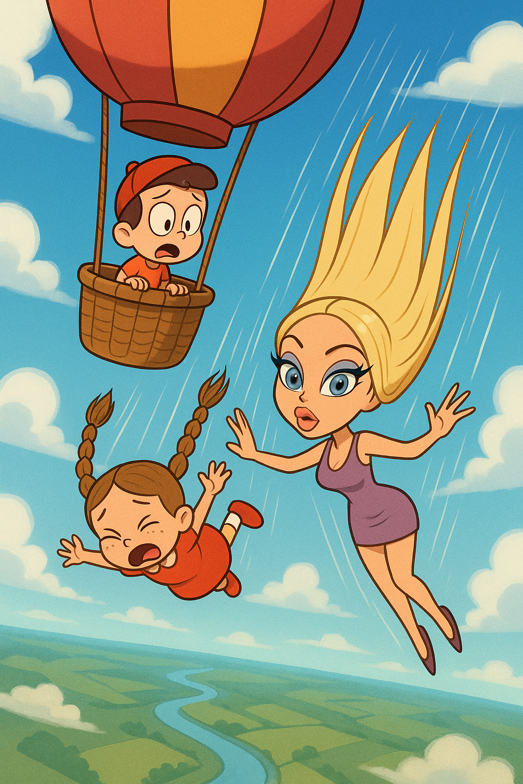 falling mom and sis Blank Meme Template