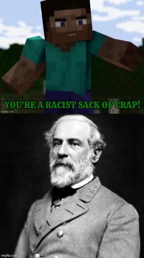 Lee had never showed any signs of remorse for his bigotry | image tagged in robert e lee,civil war,element animation,minecraft,no racism,confederate | made w/ Imgflip meme maker