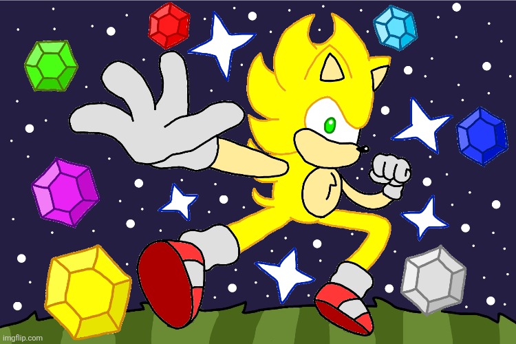 Super Sonic drawing I made based off Outcome Memories | made w/ Imgflip meme maker