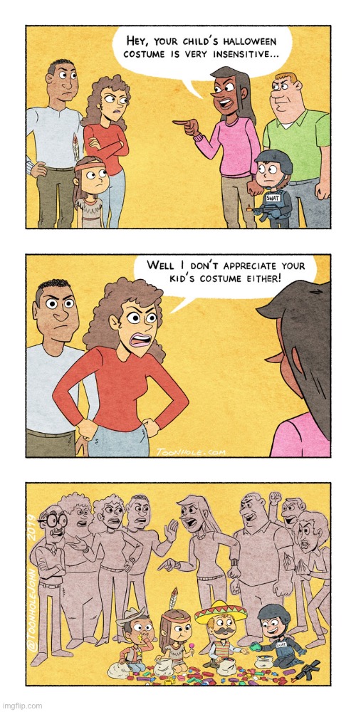 The kids are alright… | image tagged in comics,costumes,offended,halloween,kids,eating candy | made w/ Imgflip meme maker
