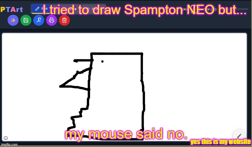 [[BIG BIRD]] | I tried to draw Spampton NEO but... my mouse said no. yes this is my website | image tagged in design fails,undertale,spamton,art,fail | made w/ Imgflip meme maker