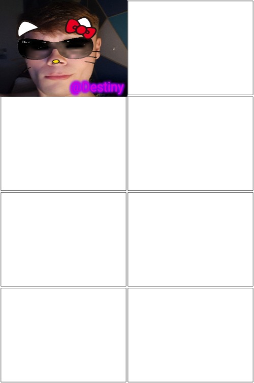 Who wants to be part of the face announcement template? | @Destiny | image tagged in memes,blank comic panel 2x2 | made w/ Imgflip meme maker