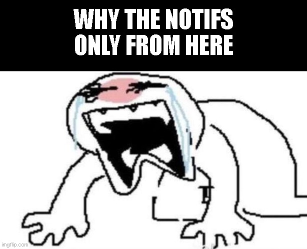 Ugly Crying | WHY THE NOTIFS ONLY FROM HERE | image tagged in ugly crying | made w/ Imgflip meme maker