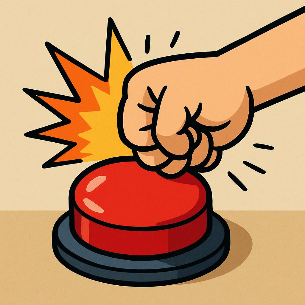 big red button hit with a fist bumb Blank Meme Template