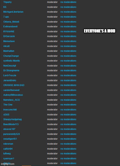 EVERYONE'S A MOD | image tagged in msmg,everyone,is,a,mod | made w/ Imgflip meme maker