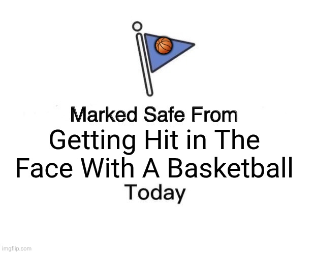Marked Safe From | 🏀; Getting Hit in The Face With A Basketball | image tagged in memes,basketball,hit | made w/ Imgflip meme maker