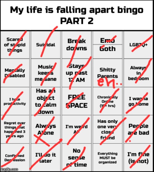 My life is falling apart bingo Part 2 | image tagged in my life is falling apart bingo part 2 | made w/ Imgflip meme maker