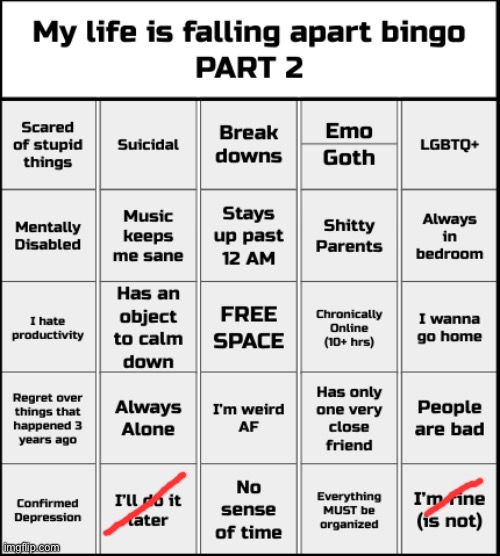 am i cooked? | image tagged in my life is falling apart bingo part 2 | made w/ Imgflip meme maker
