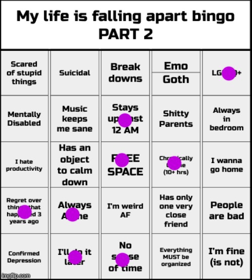 My life is falling apart bingo Part 2 | image tagged in my life is falling apart bingo part 2 | made w/ Imgflip meme maker