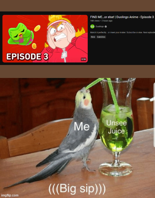 my jaw dropped the moment i laid mine eyes upon this... | image tagged in unsee juice,duolingo | made w/ Imgflip meme maker