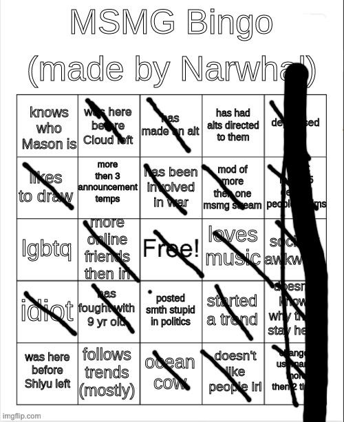 msmg bingo | image tagged in msmg bingo | made w/ Imgflip meme maker