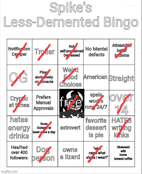 Spike my goat | image tagged in spike less-demented bingo | made w/ Imgflip meme maker