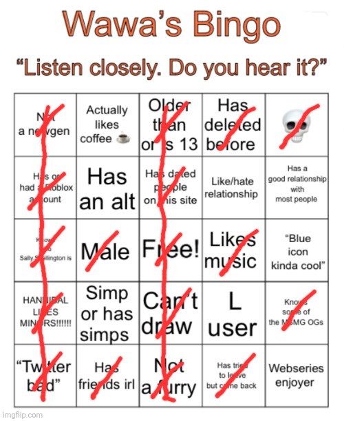 Wawa’s Bingo | image tagged in wawa s bingo | made w/ Imgflip meme maker