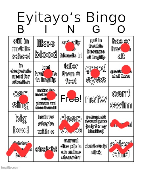 Eyitayo‘s MSMG Bingo | image tagged in eyitayo s msmg bingo | made w/ Imgflip meme maker