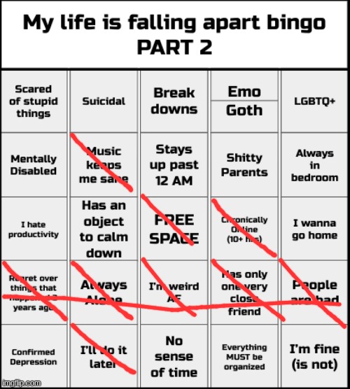 My life is falling apart bingo Part 2 | image tagged in my life is falling apart bingo part 2 | made w/ Imgflip meme maker