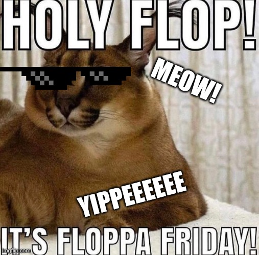 happy floppa Friday yall' see ya next weekend! | MEOW! YIPPEEEEEE | image tagged in floppa,flop,funny memes,funny cats | made w/ Imgflip meme maker
