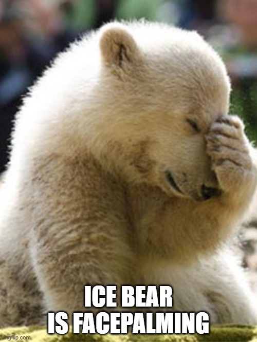 Ice Bear is facepalming | ICE BEAR IS FACEPALMING | image tagged in memes,facepalm bear | made w/ Imgflip meme maker
