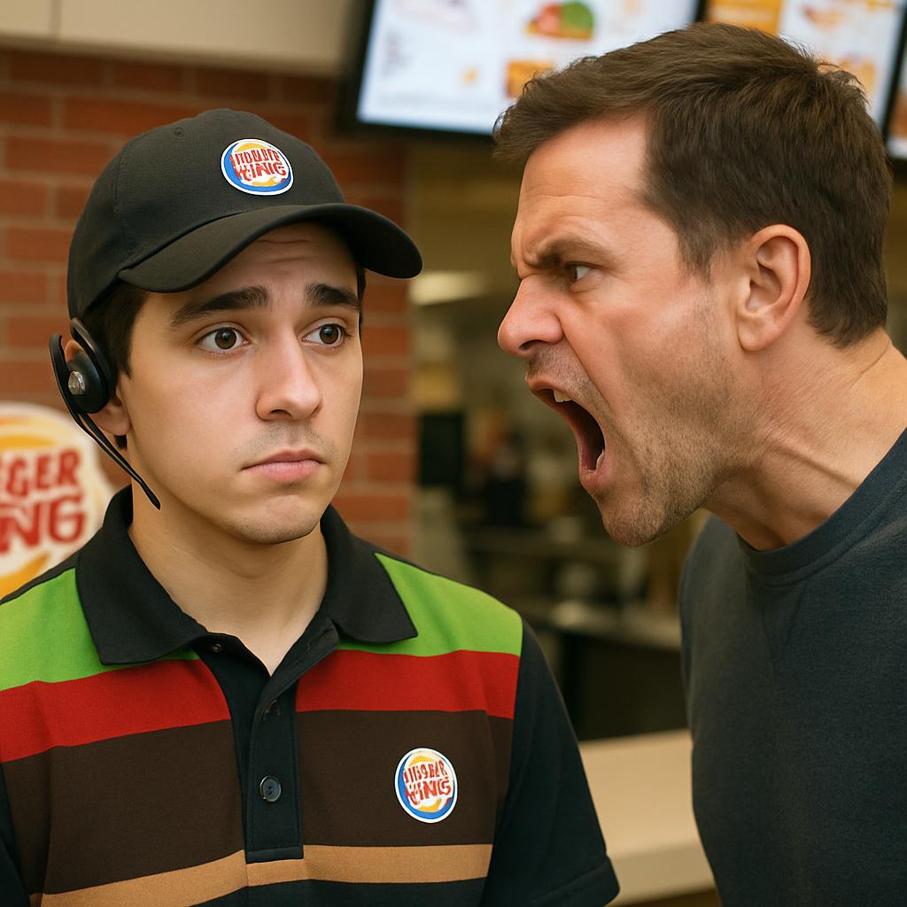Burger King Worker being yelled at Blank Meme Template