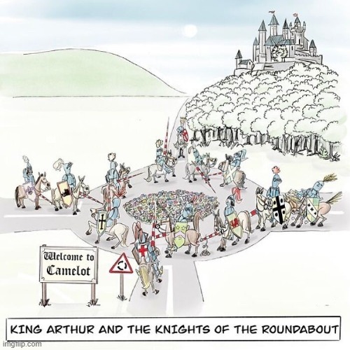 Knights of the Roundabout | image tagged in comics | made w/ Imgflip meme maker