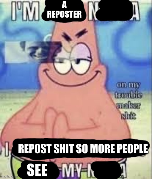 A REPOSTER REPOST SHIT SO MORE PEOPLE SEE | made w/ Imgflip meme maker