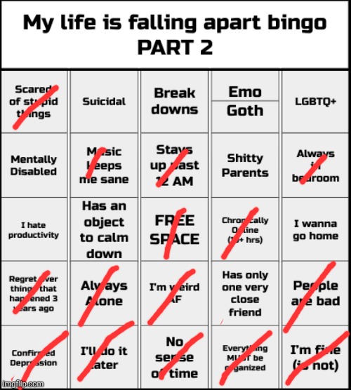 My life is falling apart bingo Part 2 | image tagged in my life is falling apart bingo part 2 | made w/ Imgflip meme maker