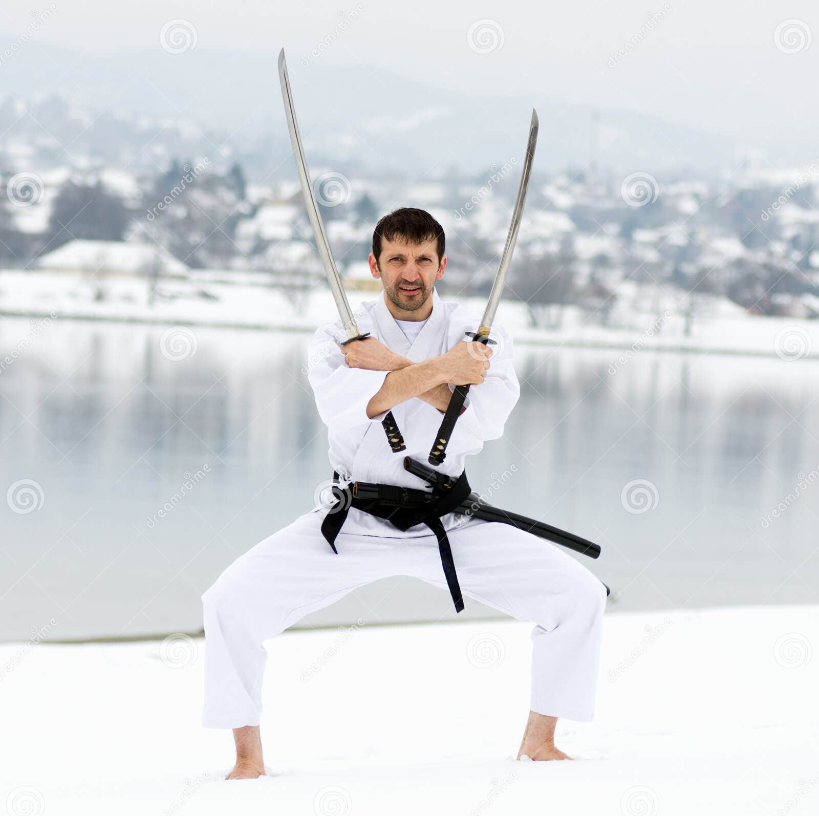 GUY WITH 2 SWORDS Blank Meme Template