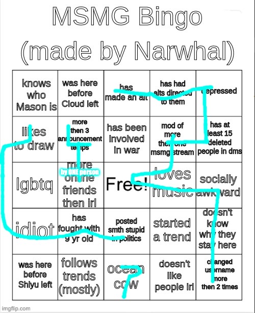 msmg bingo | by ONE person | image tagged in msmg bingo | made w/ Imgflip meme maker