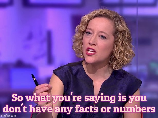 So You're Saying | So what you're saying is you
don't have any facts or numbers | image tagged in so you're saying | made w/ Imgflip meme maker