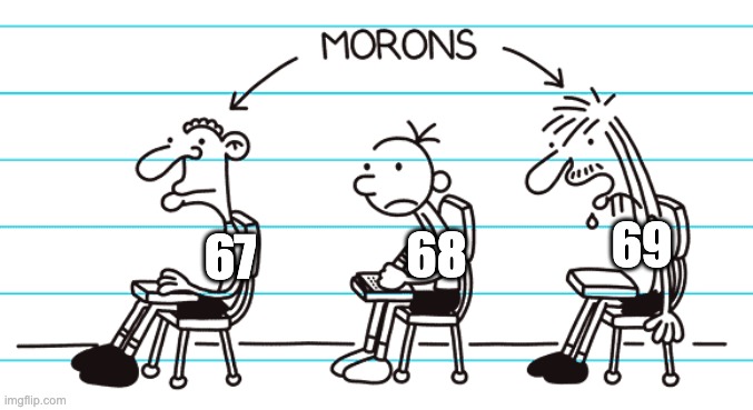 What 68 feels like being next to 67 and 68 | 68; 69; 67 | image tagged in doawk,67,69 | made w/ Imgflip meme maker