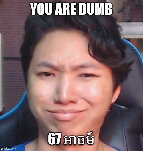 M. Megamind | YOU ARE DUMB; 67 អាចម៍ | image tagged in memes | made w/ Imgflip meme maker
