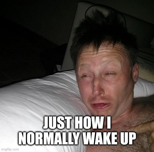 Limmy waking up | JUST HOW I NORMALLY WAKE UP | image tagged in limmy waking up | made w/ Imgflip meme maker