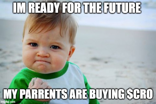 Crypto.com fam | IM READY FOR THE FUTURE; MY PARRENTS ARE BUYING $CRO | image tagged in memes,success kid original | made w/ Imgflip meme maker