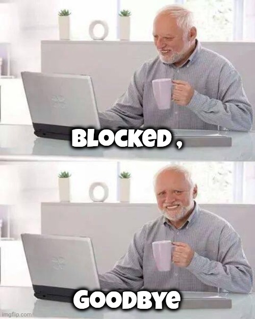 Hide the Pain Harold Meme | Blocked , Goodbye | image tagged in memes,hide the pain harold | made w/ Imgflip meme maker