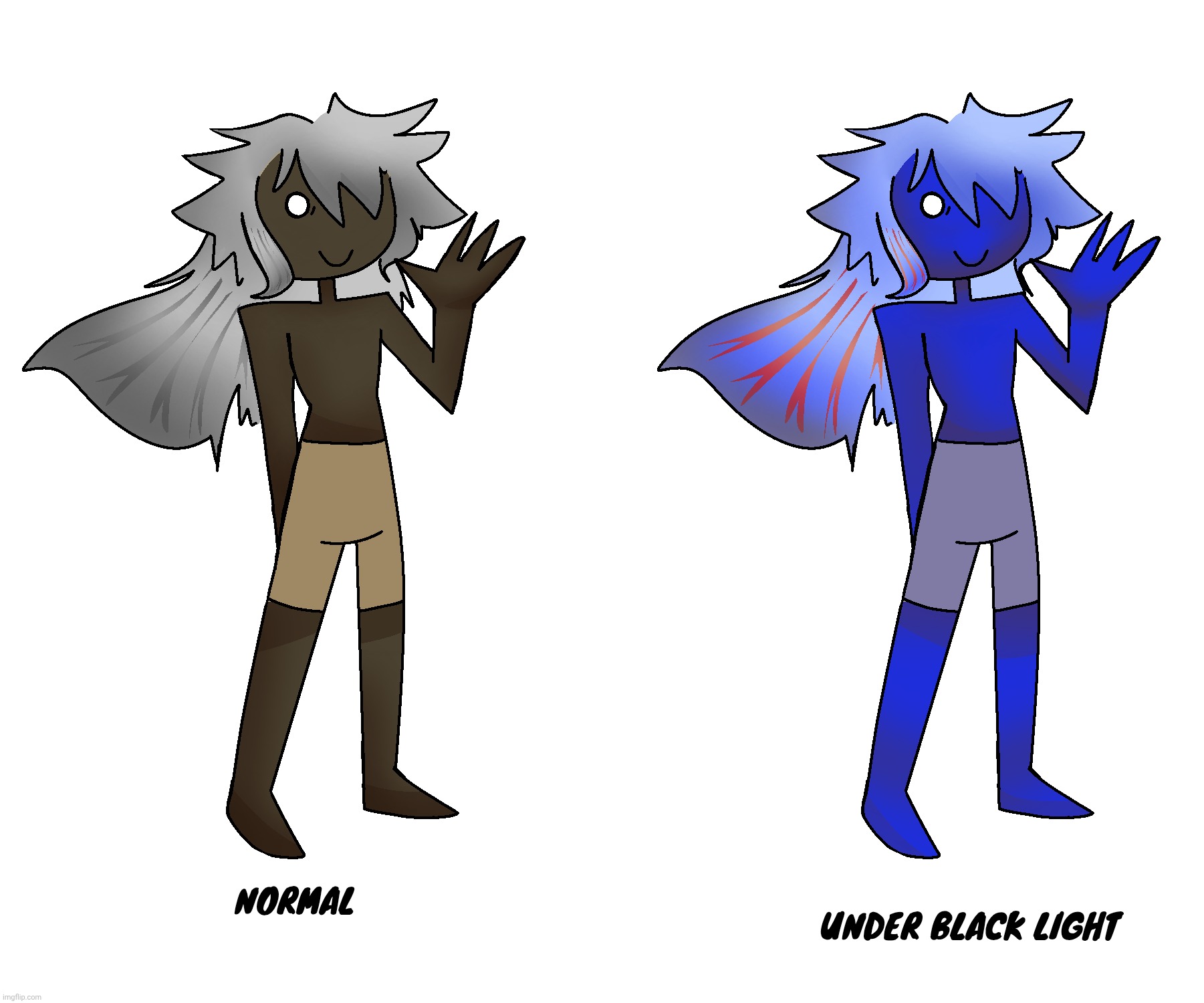 Oc idea ig | UNDER BLACK LIGHT; NORMAL | made w/ Imgflip meme maker
