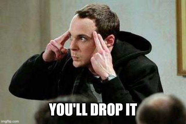 sheldon cooper mind control | YOU'LL DROP IT | image tagged in sheldon cooper mind control | made w/ Imgflip meme maker