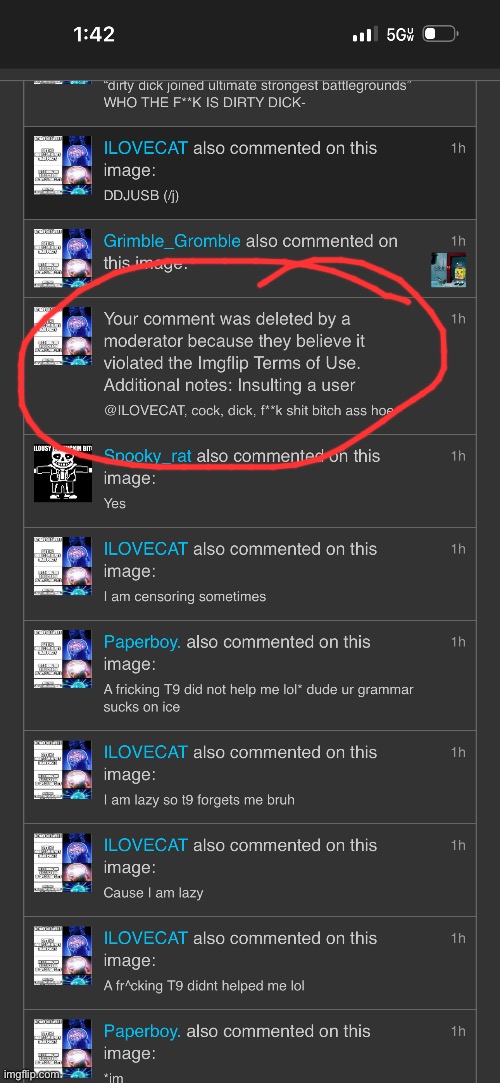 I never insulted the user I was testing if she could handle cuss words | made w/ Imgflip meme maker
