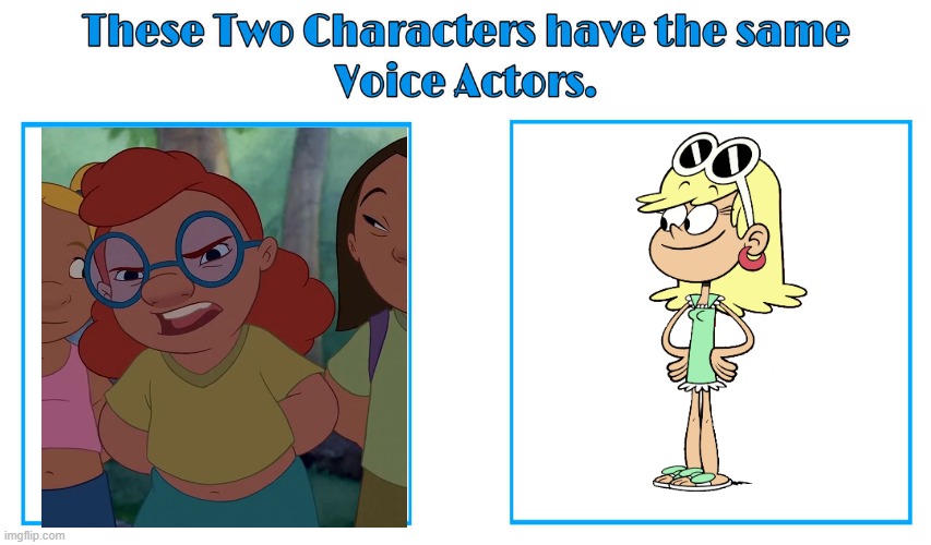 Liliana Mumy 2 | image tagged in same voice actor,liliana mumy,lilo and stitch,the loud house,disney,nickelodeon | made w/ Imgflip meme maker