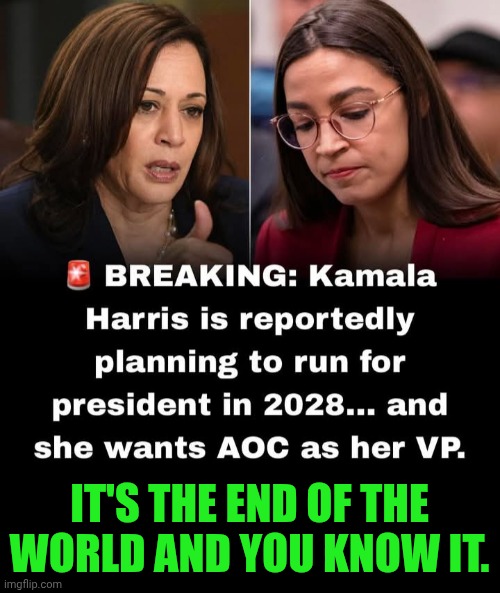 Funny | IT'S THE END OF THE WORLD AND YOU KNOW IT. | image tagged in funny,end of the world,apocalypse,presidential race,democrats,sore loser | made w/ Imgflip meme maker