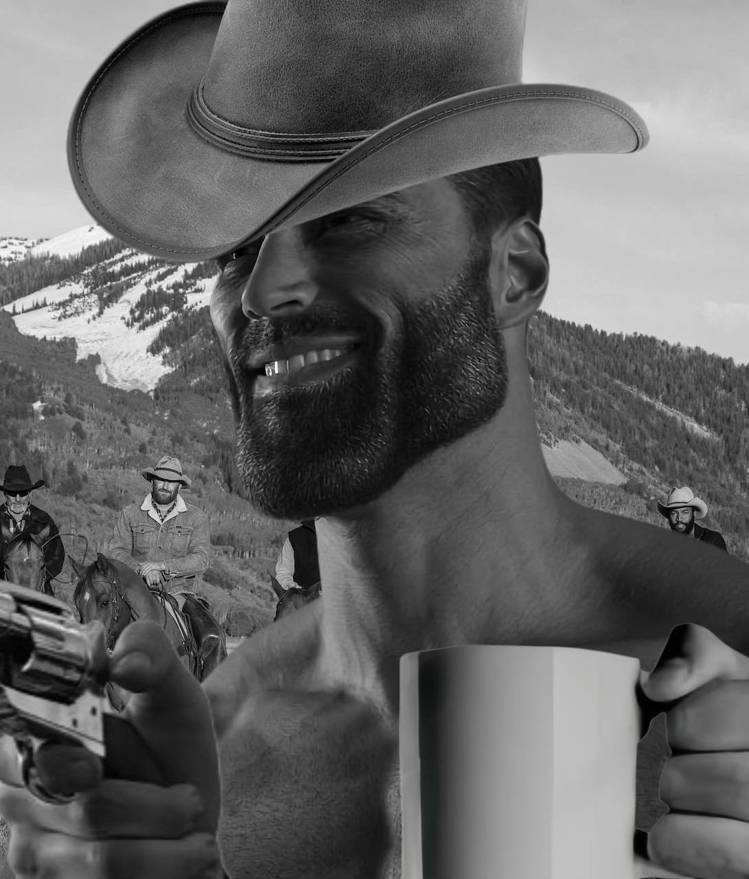 cowboy gigachad Blank Meme Template