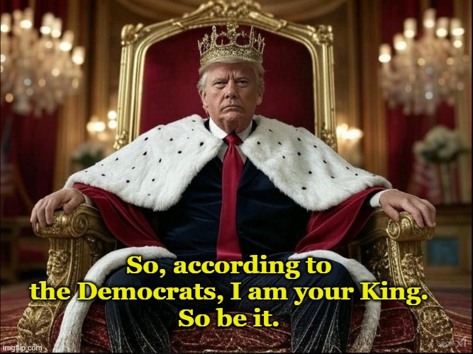 Hail to the King, baby. | So, according to the Democrats, I am your King.
So be it. | image tagged in donald trump,elvis presley,conservatives,political meme | made w/ Imgflip meme maker