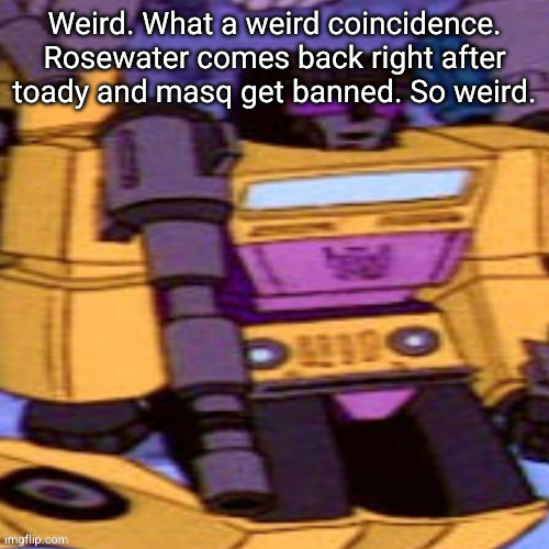 hnggrghhh,,., | Weird. What a weird coincidence. Rosewater comes back right after toady and masq get banned. So weird. | image tagged in hnggrghhh | made w/ Imgflip meme maker