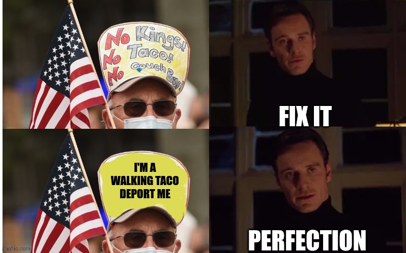 No Kings protest meme | I'M A WALKING TACO
DEPORT ME | image tagged in memes,no kings,protest,woke,politics,trump | made w/ Imgflip meme maker