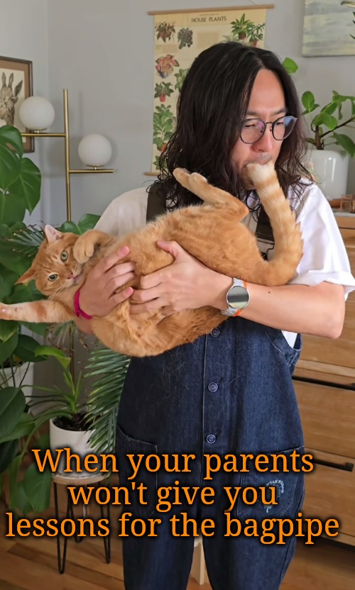 He can hit the high note, though | When your parents won't give you lessons for the bagpipe | image tagged in bag pipes for band kids | made w/ Imgflip meme maker